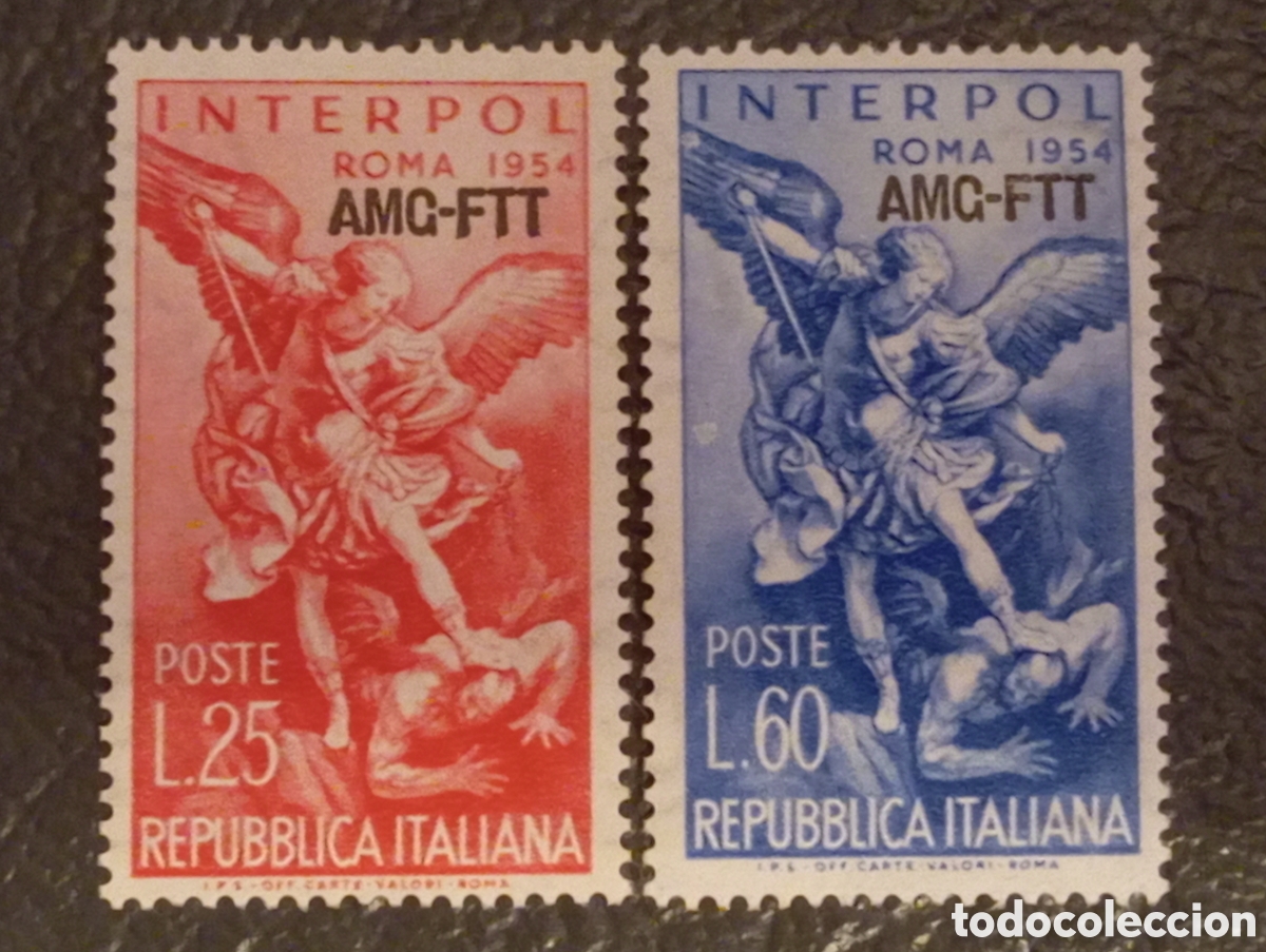 Sellos: Italia 1954 - Trieste AMG-FTT - Interpol (Cpl.) - Sassone 139/140 - MNH