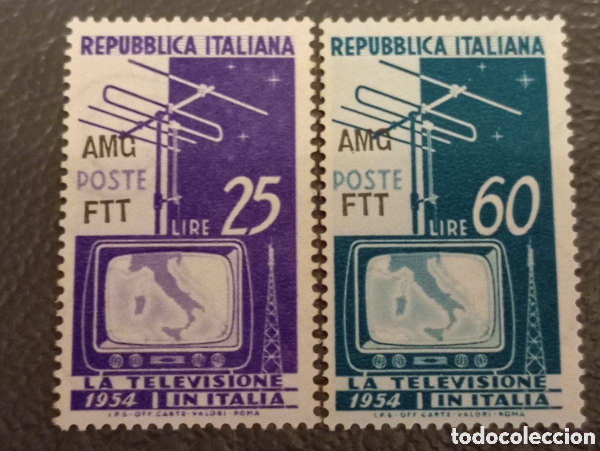 Sellos: 1954 Italia - Trieste AMG-FTT - Serie Televisi&oacute;n Sassone 108/109 MNH
