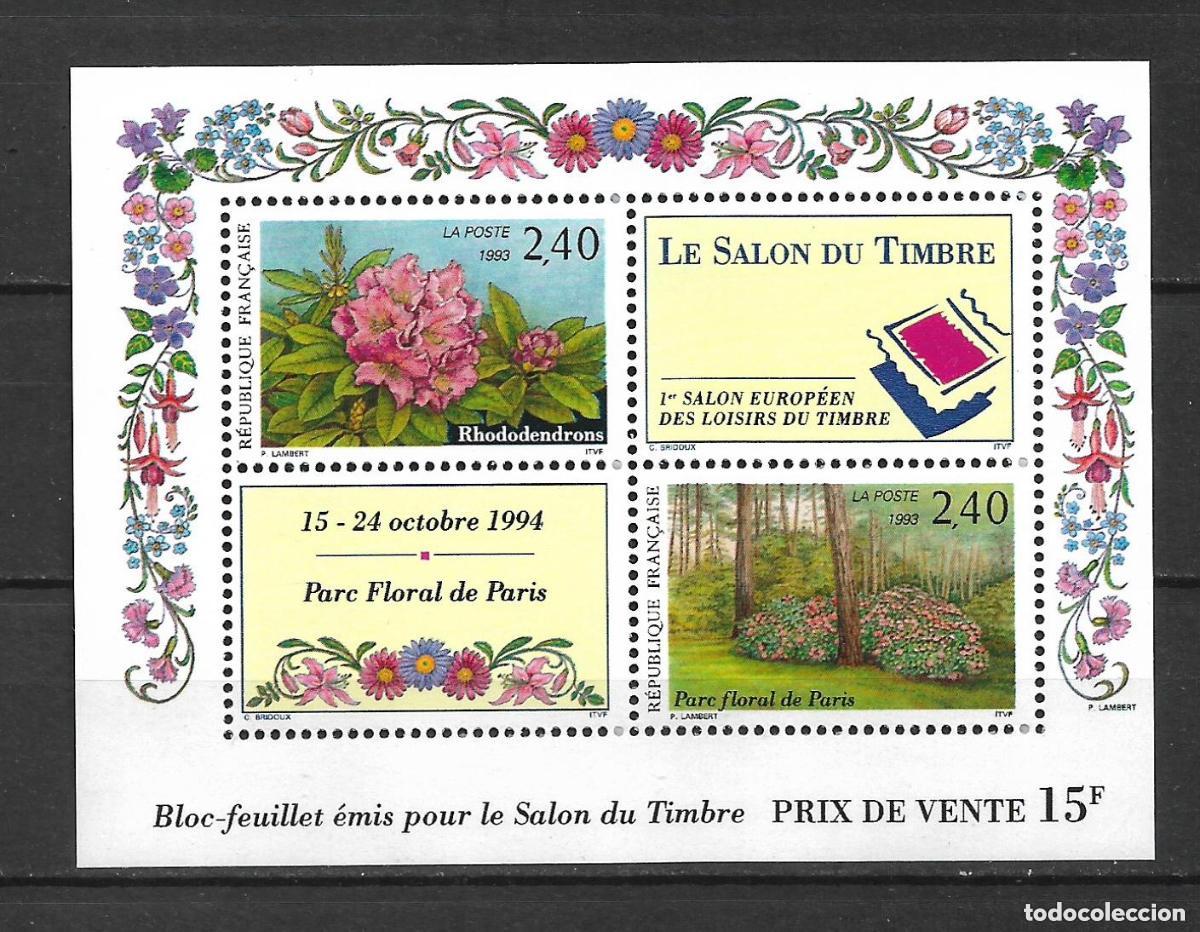 Sellos: francia 1993 scott 2395 ** mnh hoja bloque 16&euro; - 128