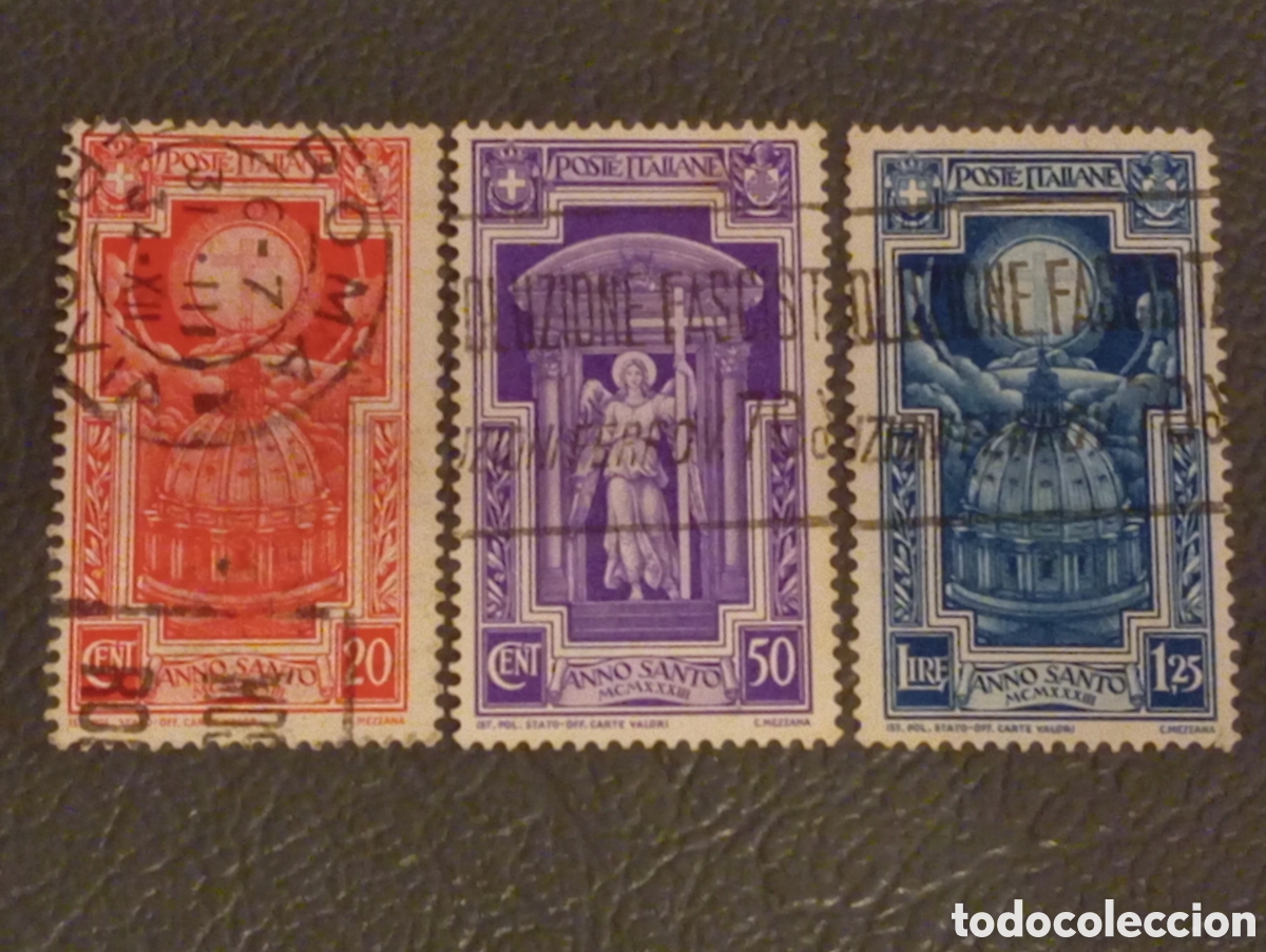 Sellos: Sello Italia 1933 Anno Santo 1,25 Liras Azul - Cat. Sassone 348 / Yvert 328 - FIRMADO