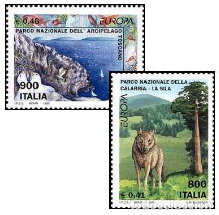 Sellos: Italia 1999 SW-2596/97 &rdquo;T. Europa, Parques Naturales&rdquo;/ Nuevo, sin charnela, MNH.
