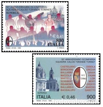Sellos: Italia 1999 SW-2610/11 &rdquo;Accidente a&eacute;reo del Gran Torino&rdquo;/ Nuevo, sin charnela, MNH.