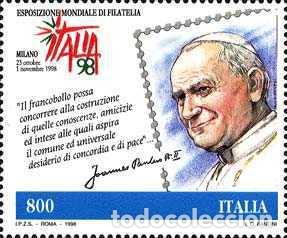 Sellos: Italia 1998, SW-2568 &rdquo;Expo Filat&eacute;lica Internacional &rdquo;Italia&acute;98&rdquo;. Mil&aacute;n&rdquo;./ Nuevo, sin charnela. MNH.