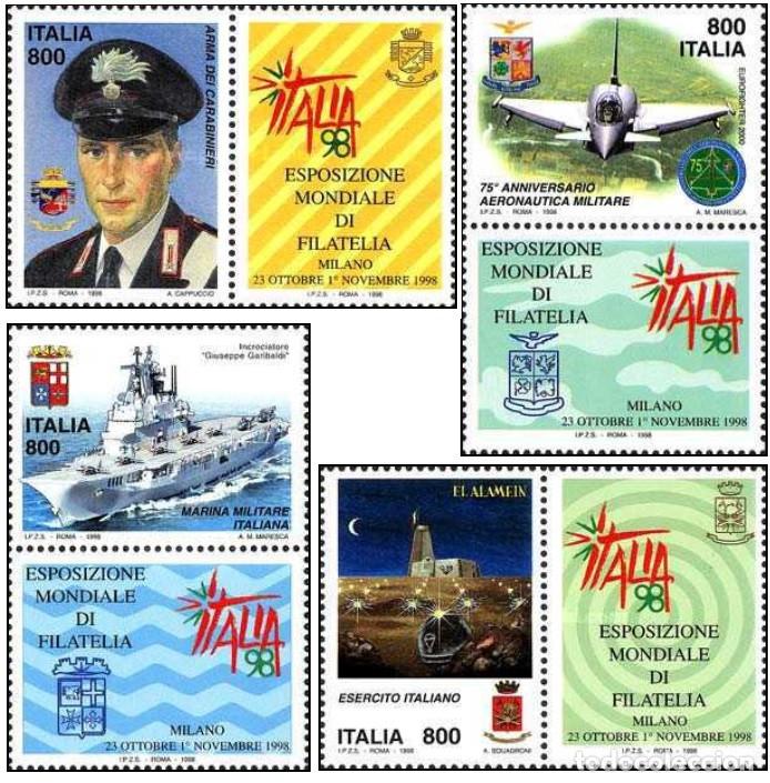 Sellos: Italia 1998, SW-2569/72 &rdquo;Expo Mundial de Filatelia (con bandeletas)&rdquo;./ Nuevos, sin charnela. MNH.
