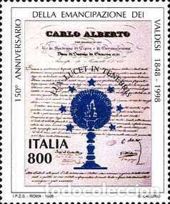 Sellos: Italia 1998, SW-2589 &rdquo;Emancipaci&oacute;n de los Valdenses&rdquo;./ Nuevo, sin charnela. MNH.