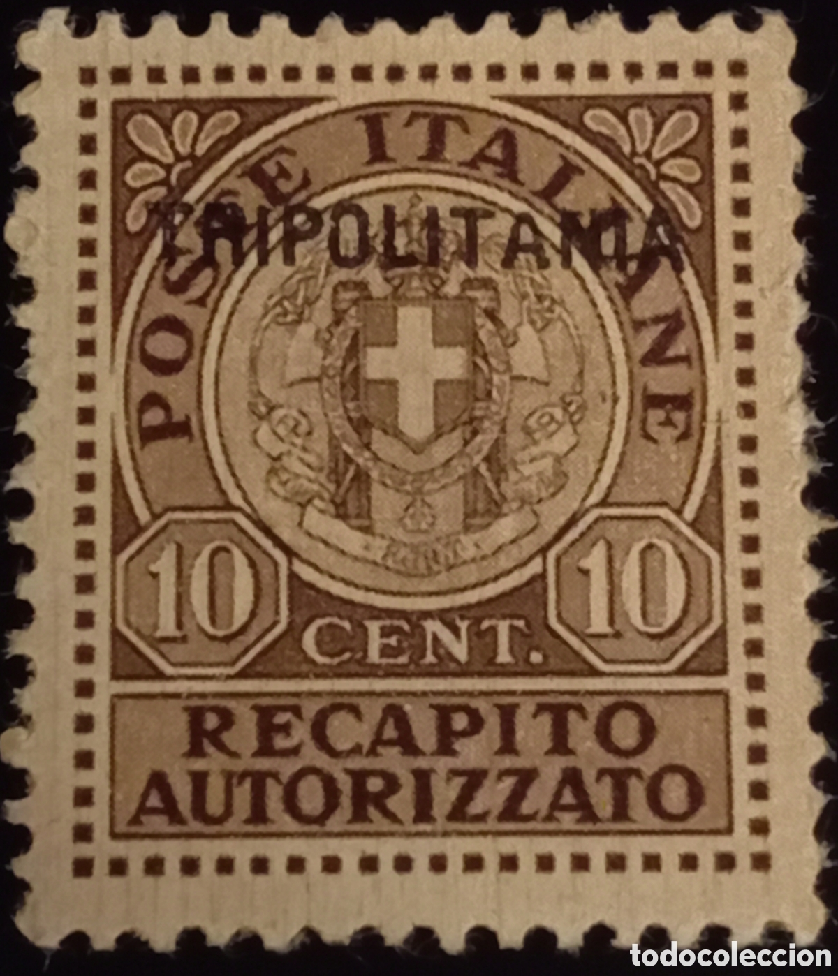 Sellos: Italia 1931 Tripolitania Recapito Autorizzato 10 Cent. Bruno - Sassone N. 1 MNH&rdquo;**