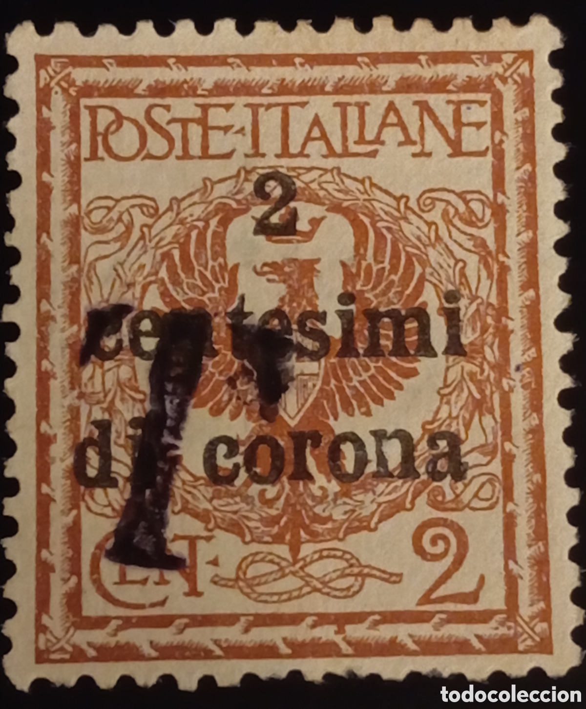 Sellos: Sello 1919 Ocupaci&oacute;n Italiana - 2c Corona sobrecarga &rdquo;T&rdquo; manual (Bolzano) - Sass. 11A - MH alto valo