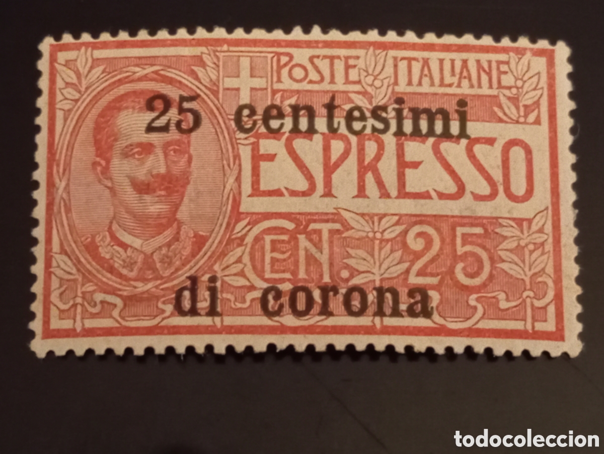 Sellos: 1919 Italia Ocupaci&oacute;n Trento y Trieste Espresso 25c s/ 25c Rojo Sassone N&deg; 1 MNH
