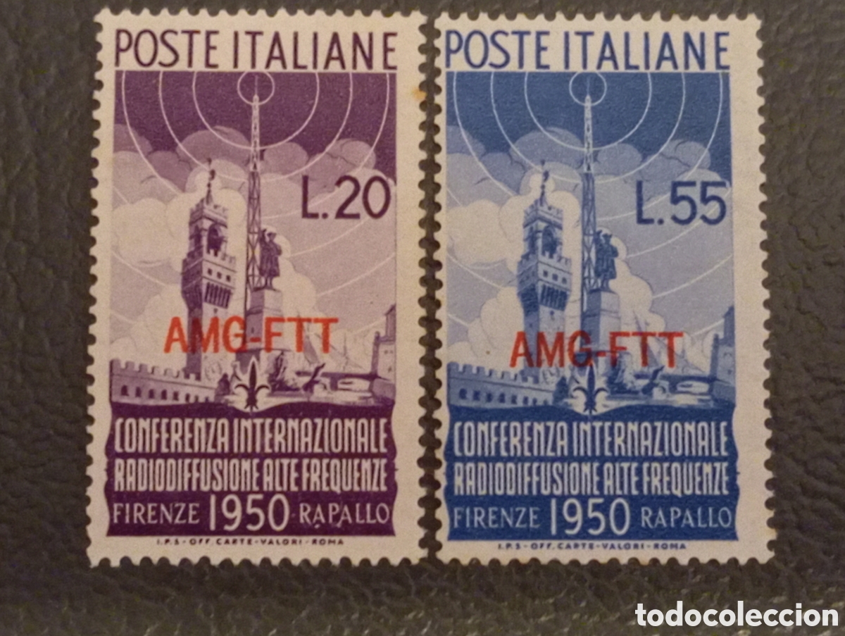 Sellos: Trieste A 1950 - Conferencia Radio (Florencia/Rapallo) Serie Completa MNH** - Sassone 77/78