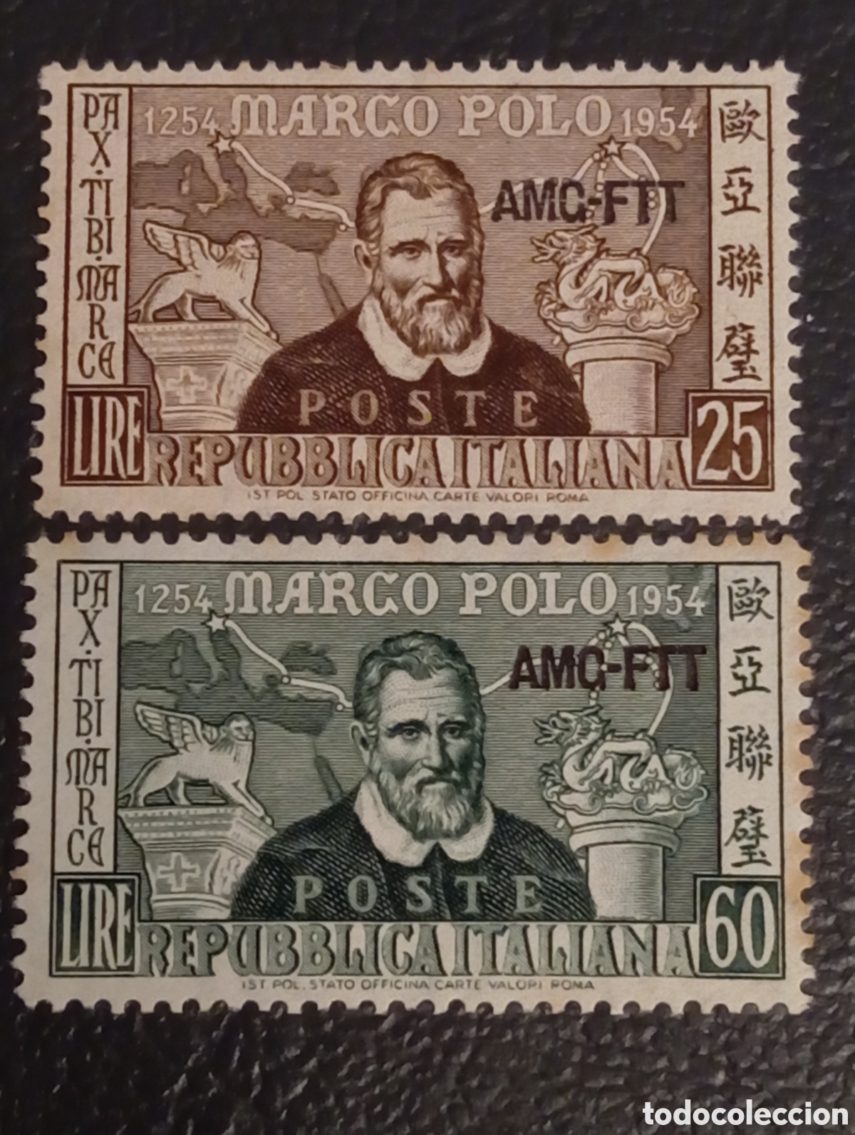 Sellos: 1954 Trieste Zona A - Marco Polo - Serie Completa Sassone 204/205 MNH