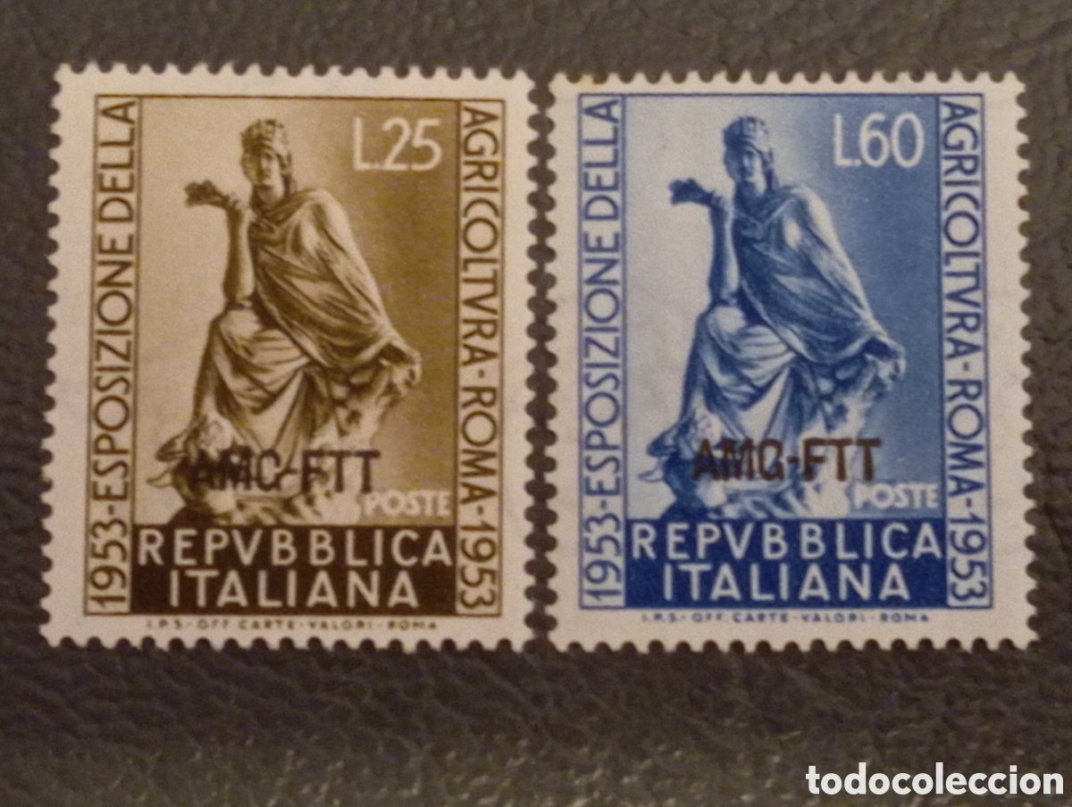 Sellos: 1953 Trieste Zona A AMG-FTT - Exp. Agricultura Roma - Serie MNH (Sassone 158/159)