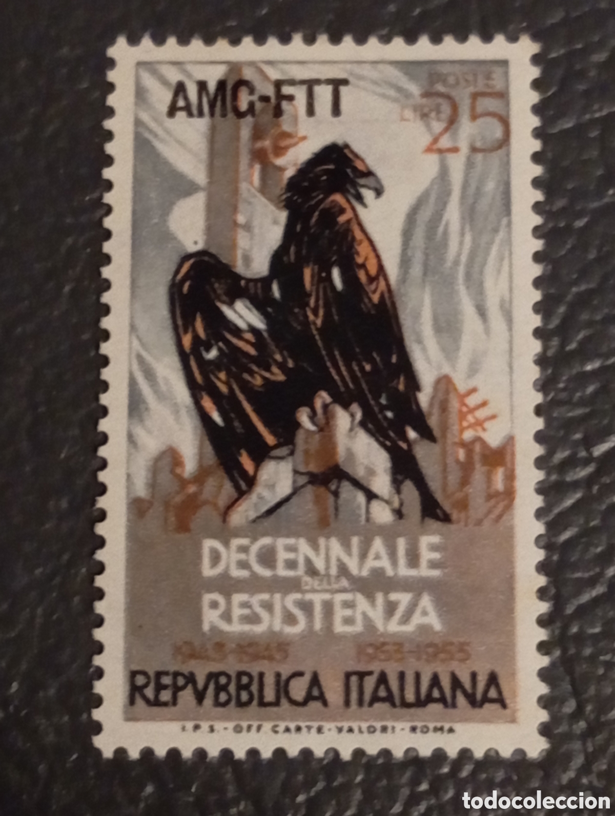 Sellos: Trieste AMG-FTT 1954 - Decennale Resistenza 25 L. - Sassone Nr. 200 MNH