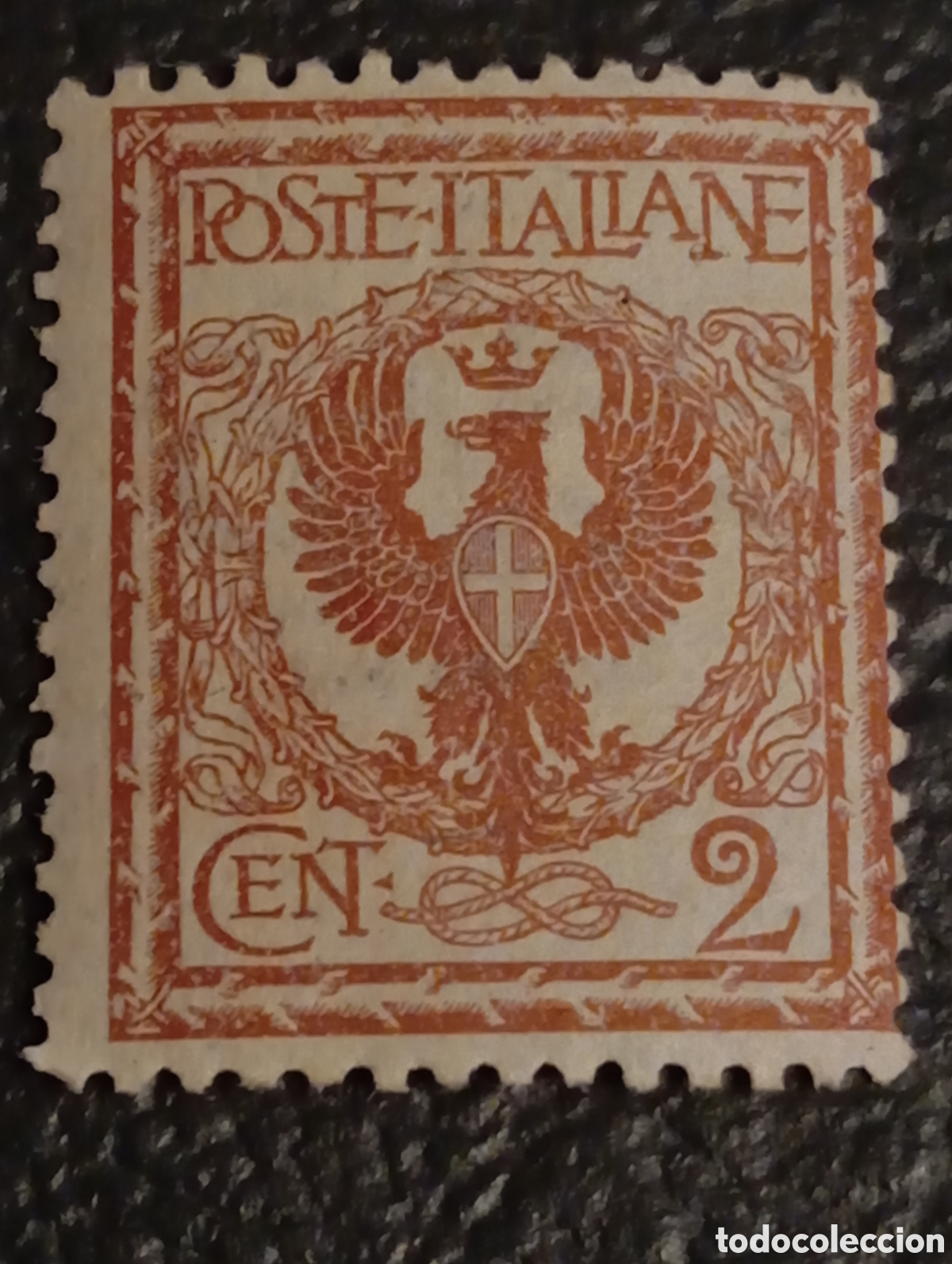 Sellos: Italia 1901 - &Aacute;guila de Saboya 2 Cent. Marr&oacute;n Rojizo - Sassone N&ordm; 69 - MNH