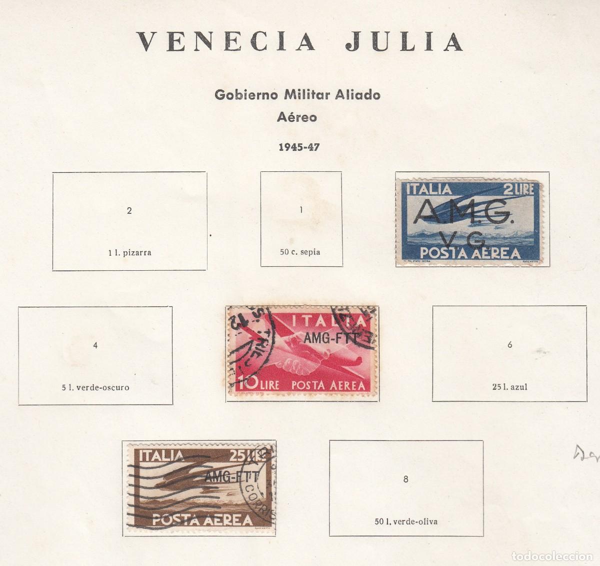 Sellos: VENECIA JULIA 1945-1947 - GOBIERNO MILITAR ALIADO - AEREOS - YVERT N&ordm; 3-5-7