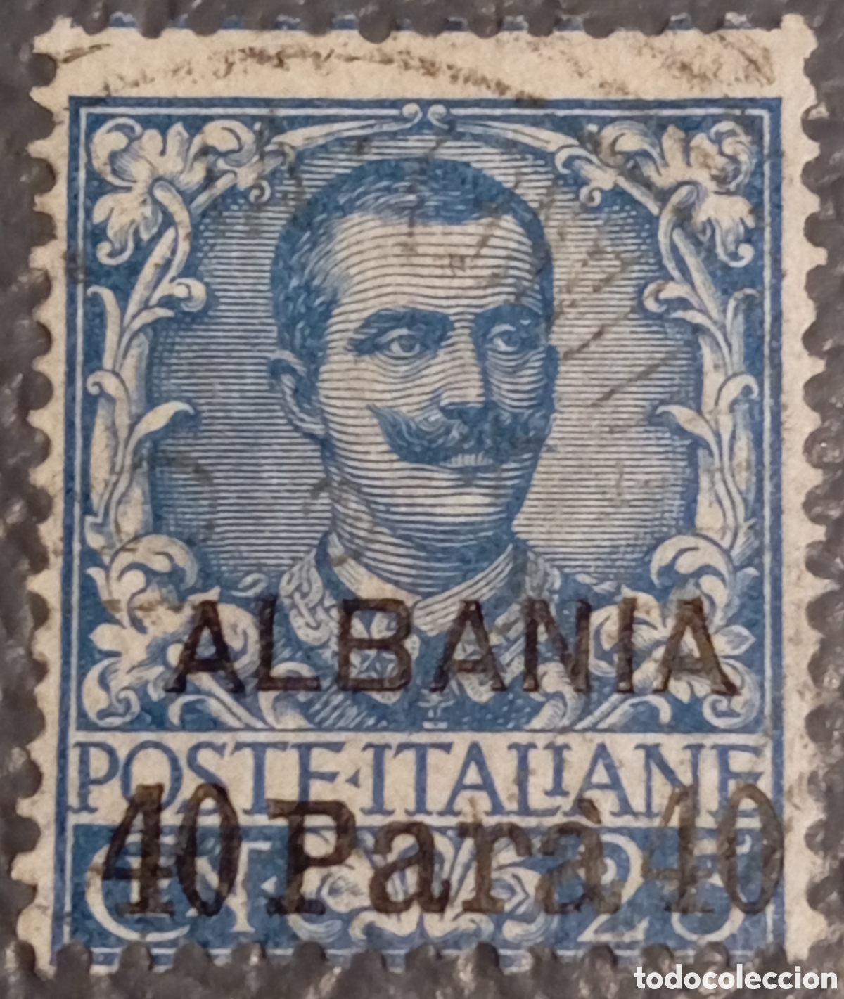 Sellos: Sello Italia Albania 1902 - 40 Para sobre 25c Azul - Yvert #20