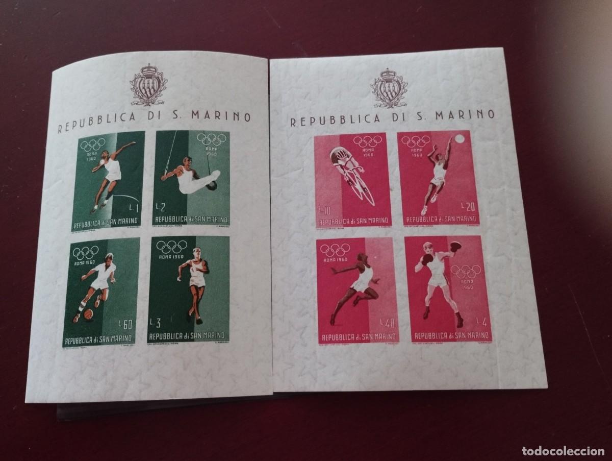 Sellos: 2 HOJAS SAN MARINO A&Ntilde;O 1960 OLIMPIADAS DE ROMA