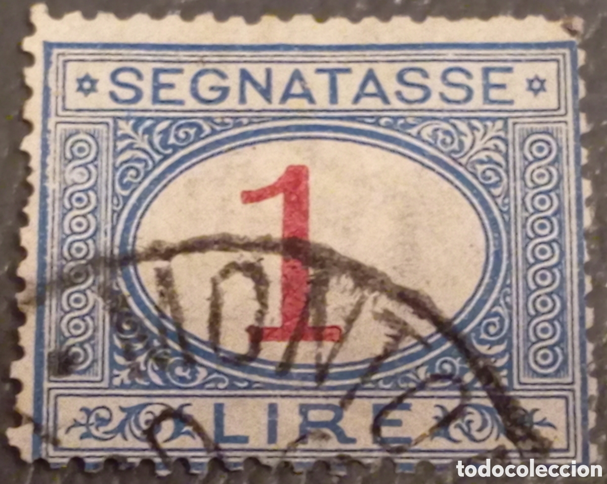 Sellos: Italia 1870 - Segnatasse 1 Lira - Sassone N. 11 / Yvert 12 - Usado