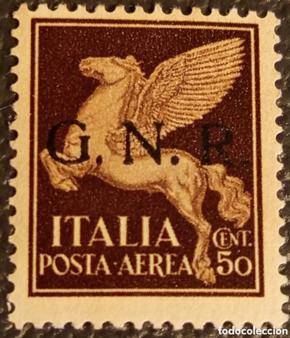 Sellos: Italia RSI 1944 - Sello Posta Aerea Pegaso 50 Cent GNR - Scott C13 Variedad MNH