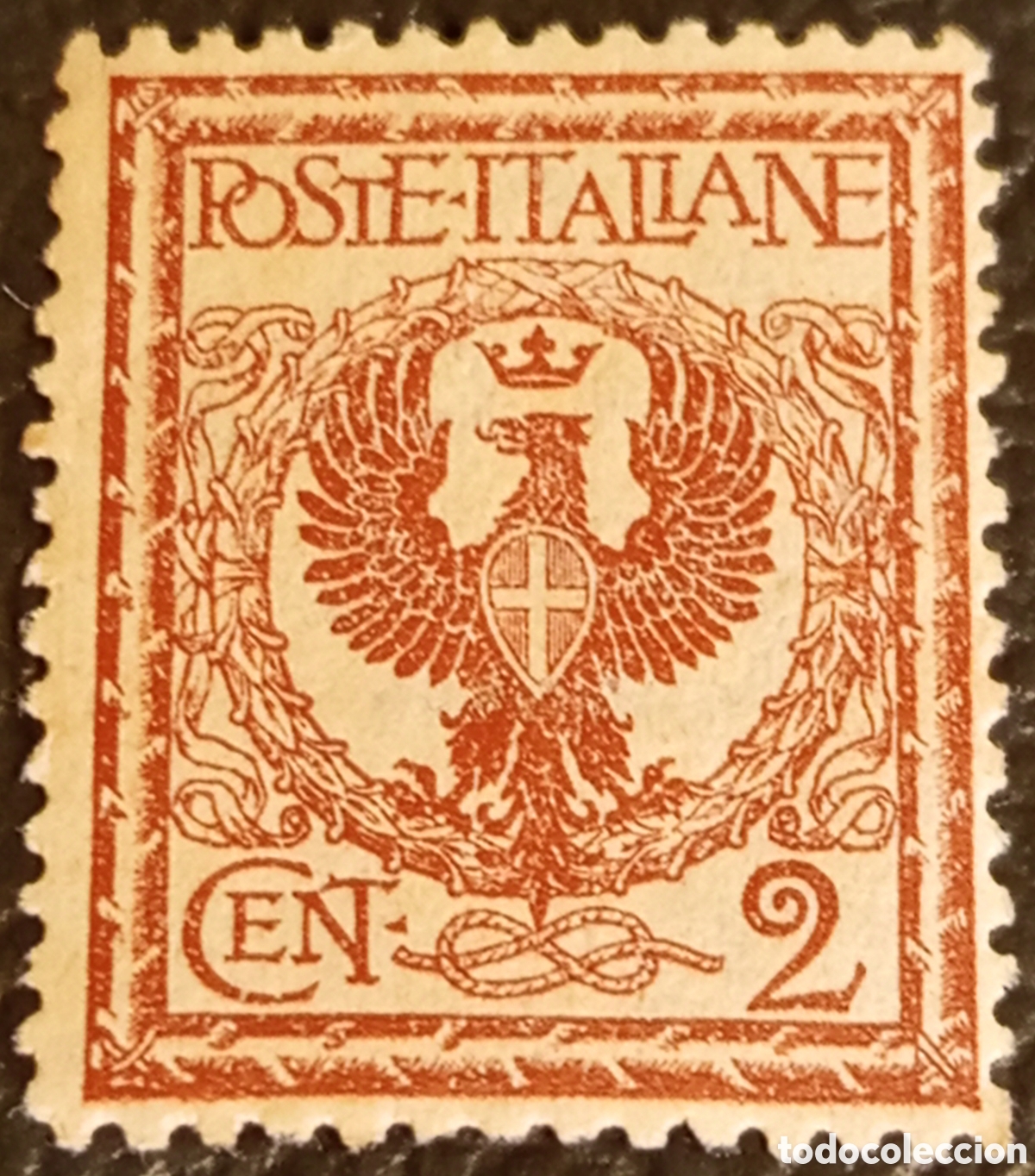 Sellos: Sello Italia 1901 &Aacute;guila Floreale 2c Marr&oacute;n Rojo MNH Scott 77 Nuevo