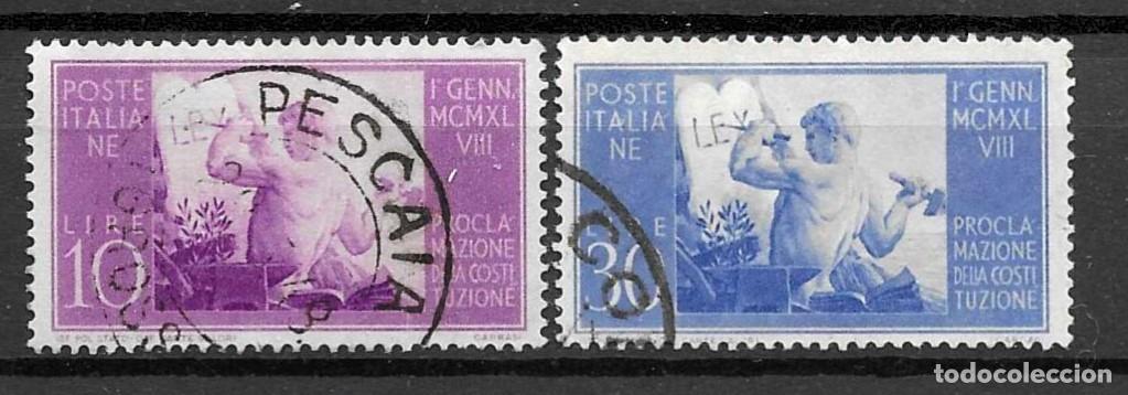 Sellos: ITALIA- 1948- USADOS-PROCLAMACION DE LA CONSTITUCION- SERIE COMPLETA
