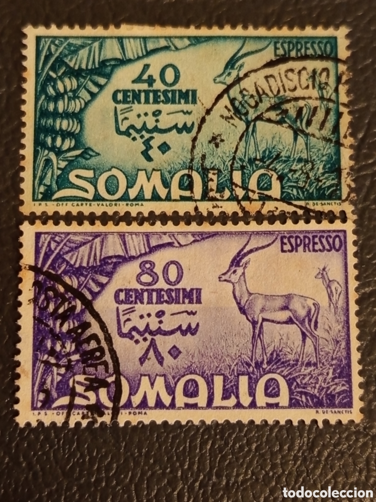 Sellos: Somalia AFIS 1950 - Pareja Expreso 40c y 80c (Cat. Scott #E8/E9) Usados