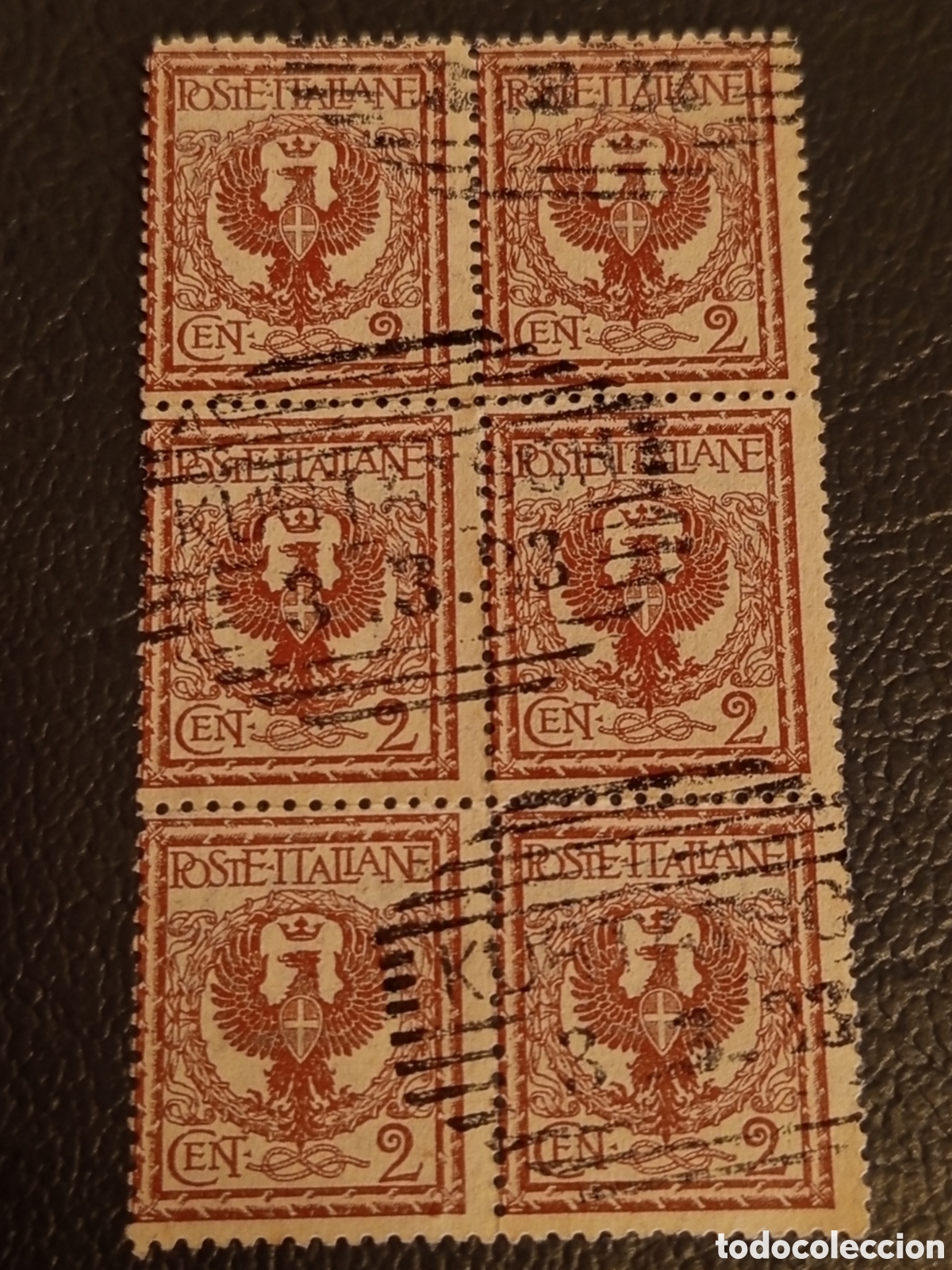 Briefmarken: Italia 1924 - Expreso 3 Liras sobre 2c Floreale, Bloque de 6 Usado - Sassone E13