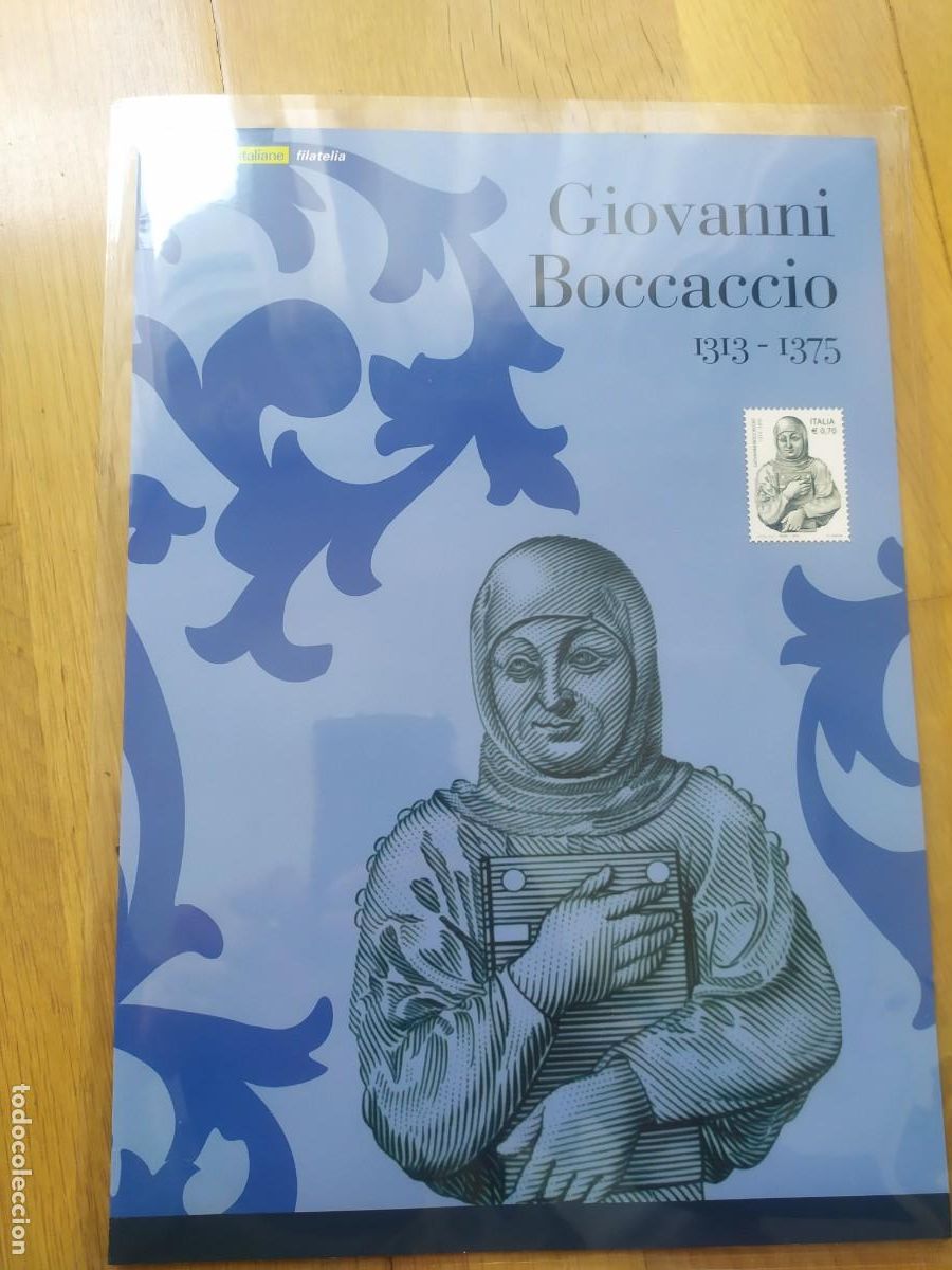 Sellos: CARPETA FOLDER ITALIA. GIOVANNNI BOCCACCIO. 1313-1375. SELLO DE PLATA. 2013