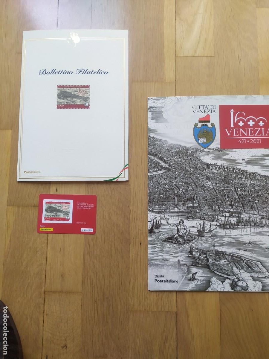 Sellos: CARPETA FOLDER,BOLLETTINO Y TESSERA FILATELICA. ITALIA, 2021. 1600 ANIVERSARIO DE VENECIA.