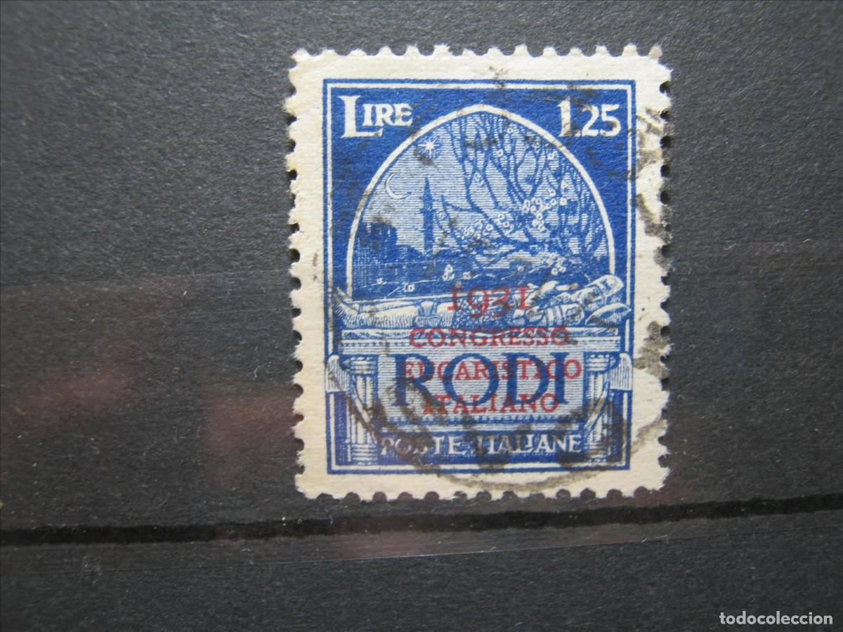 Sellos: RODI ITALIA 1931 YVERT 28 G USADO PERFECTO.