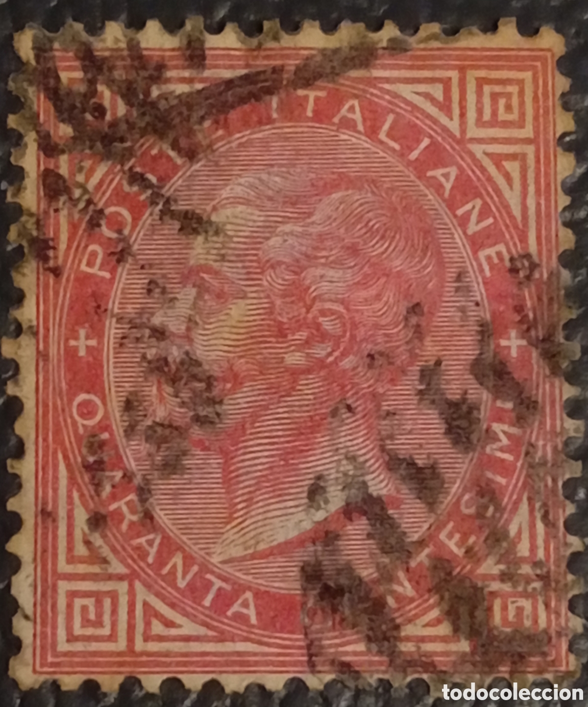 Sellos: Italia 1863 Sello Cl&aacute;sico 40c - Rey V&iacute;ctor Manuel II - Usado - Cat&aacute;logo Sassone L20