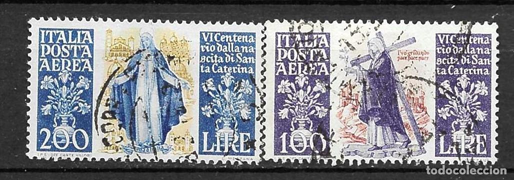 Sellos: ITALIA- 1948- USADOS - SERIE- CENTENARIO NACIMIENTO DE STA, CATALINA