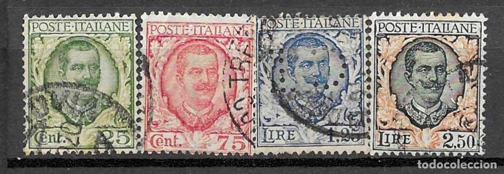 Sellos: ITALIA- 1925- USADOS- SELLOM AZUL TALADRADO- SERIE COMPLETA