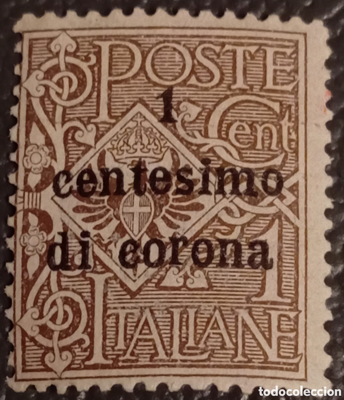 Sellos: Italia 1919 - Ocupaci&oacute;n de Trento y Trieste, 1 Centesimo di Corona - Sassone N&ordm; 23 / Yvert N&ordm; 2 MH