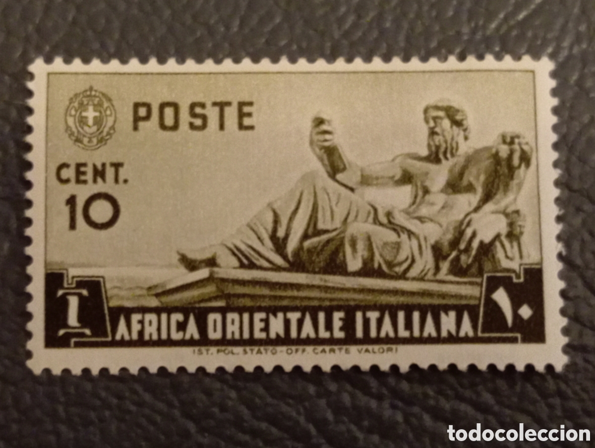 Sellos: Sello &Aacute;frica Oriental Italiana 1938 Alegor&iacute;a R&iacute;o Nilo 10c (Scott 4) MH