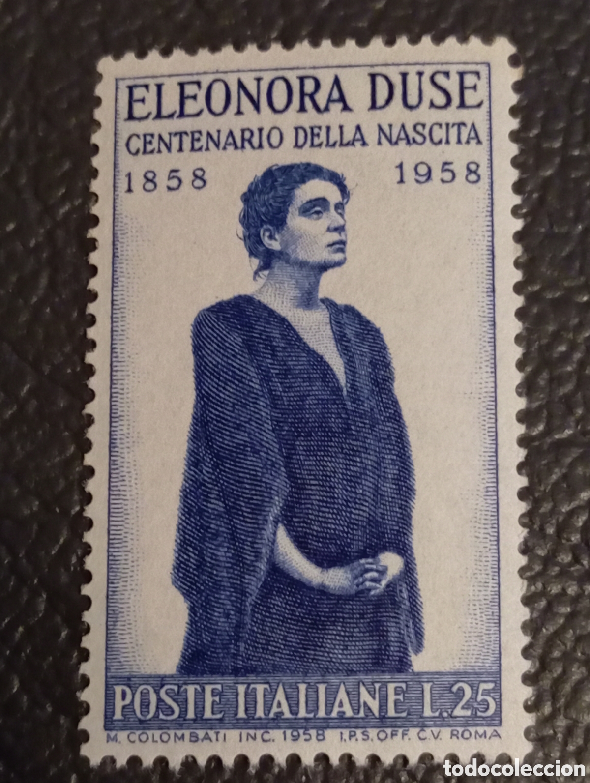 Sellos: Italia 1958 - Eleonora Duse Centenario Nascita L.25 - Sassone N&deg; 848 MNH**