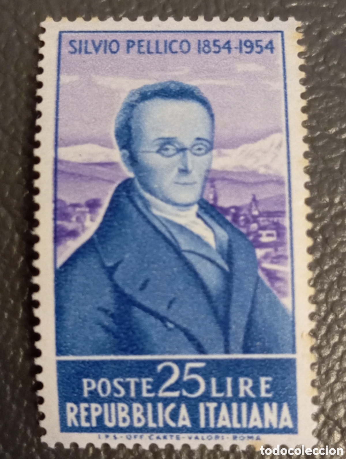 Sellos: Sello Italia 1955 Silvio Pellico 25L MNH Cat. Sassone 753**