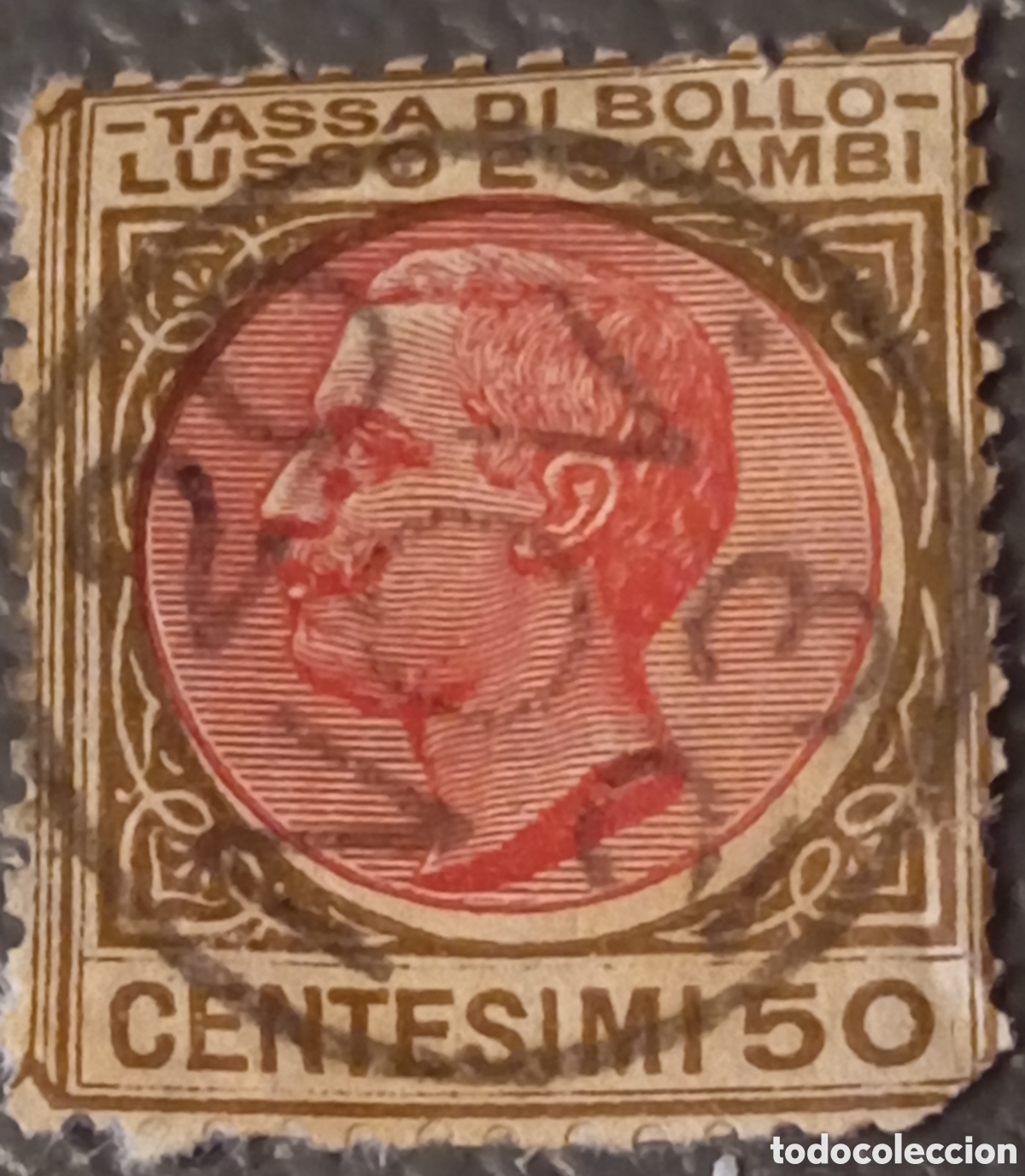 Sellos: Italia 1923 - Marca da Bollo 50c Forbin #2 - Variedad Centro Desplazado Arriba/Izquierda
