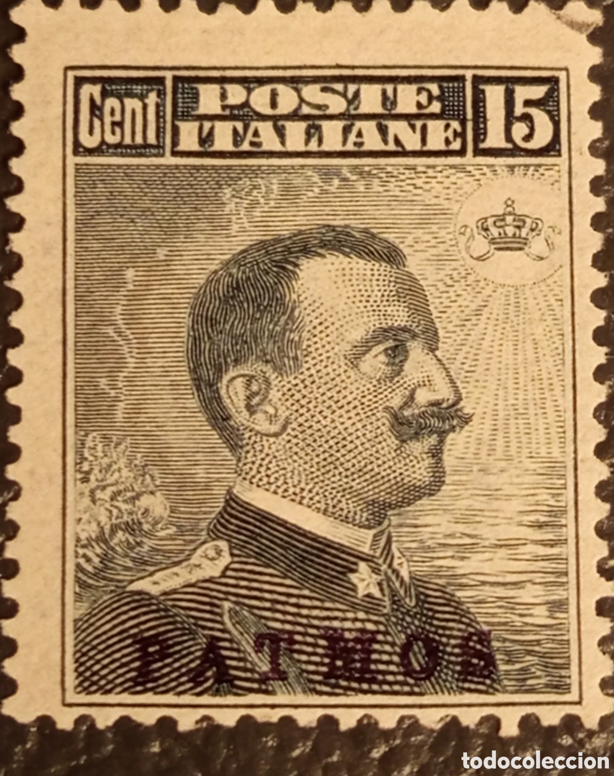 Sellos: Sello Patmos 1912 - Egeo Ocupaci&oacute;n Italiana 15c Michetti - Sassone N&ordm; 4 MH