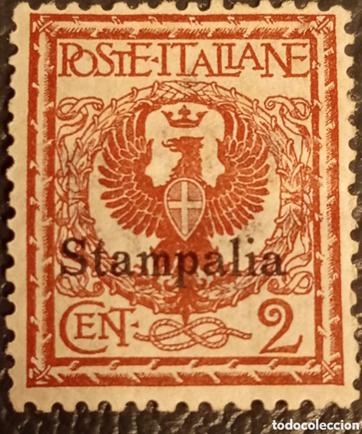 Sellos: Sello Ocupaci&oacute;n Italiana Stampalia 1912 - 2 Centesimi Sassone N. 1 MH