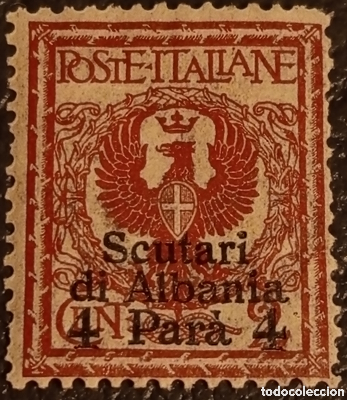 Briefmarken: Sello Scutari d'Albania 1915 - 4 Para sobre 2c - Sassone 9 MH