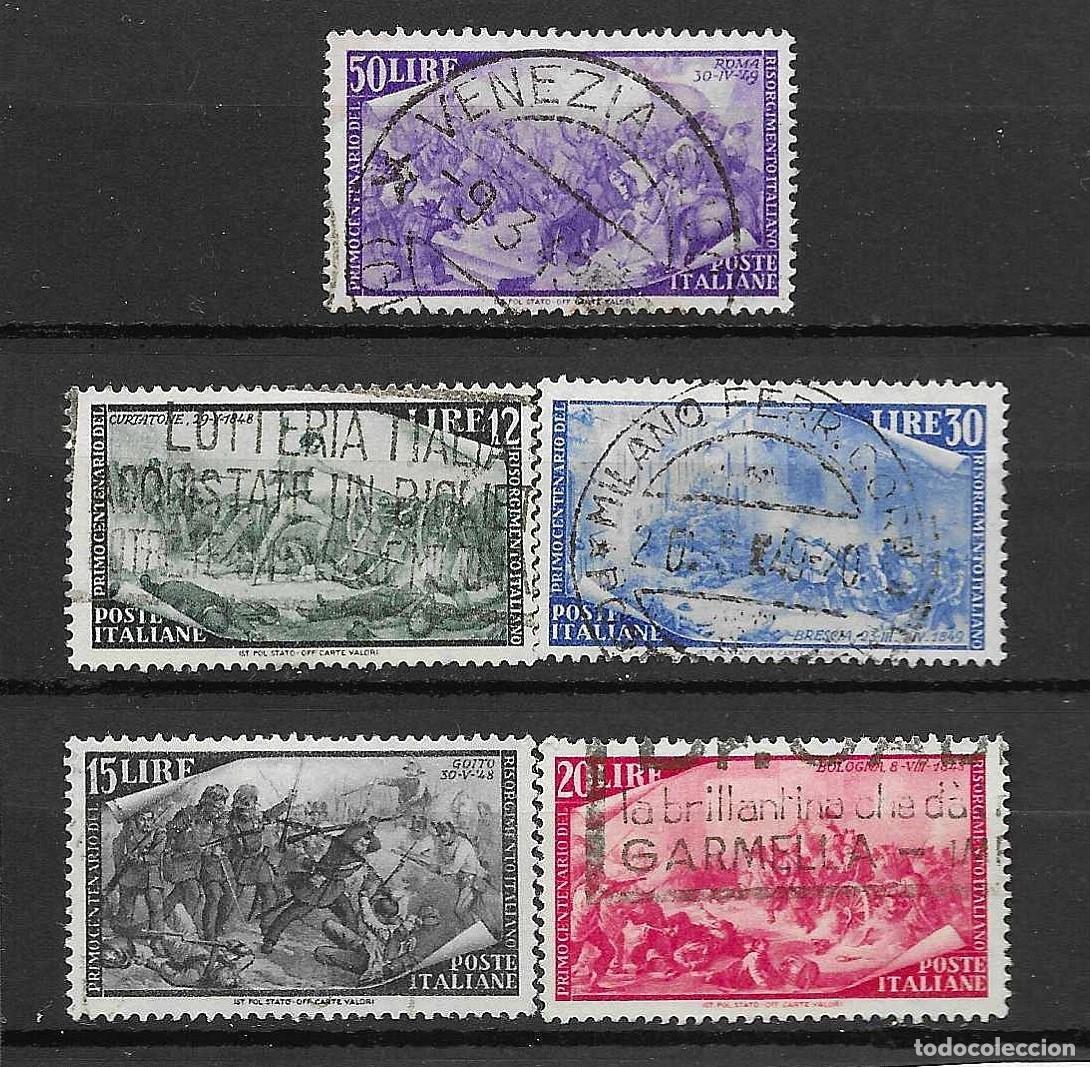 Sellos: ITALIA- 1948- USADOS - CENTENARIO DE LAS REVUELTAS- IN-COMPLETA