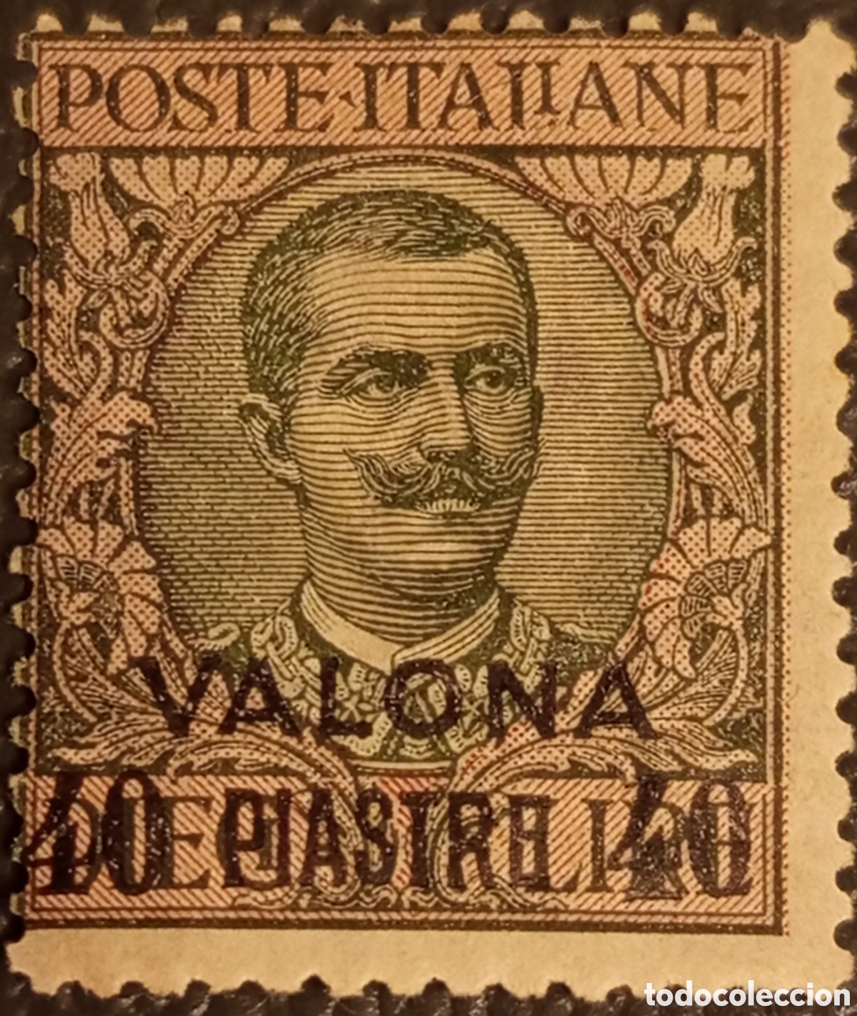 Sellos: RARO Sello Valona 1911 - 40 Piastre sobre 10 Liras - Michel 8 / Sassone 8 MH