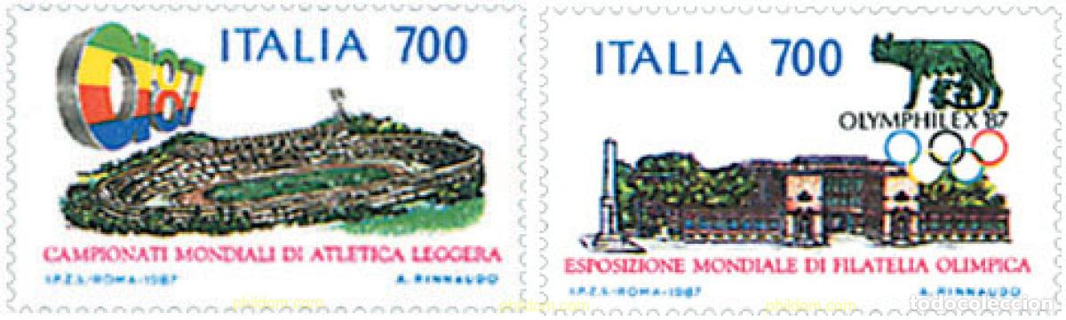 Sellos: 67063 MNH ITALIA 1987 CAMPEONATOS DEL MUNDO DE ATLETISMO Y OLIMPHILEX