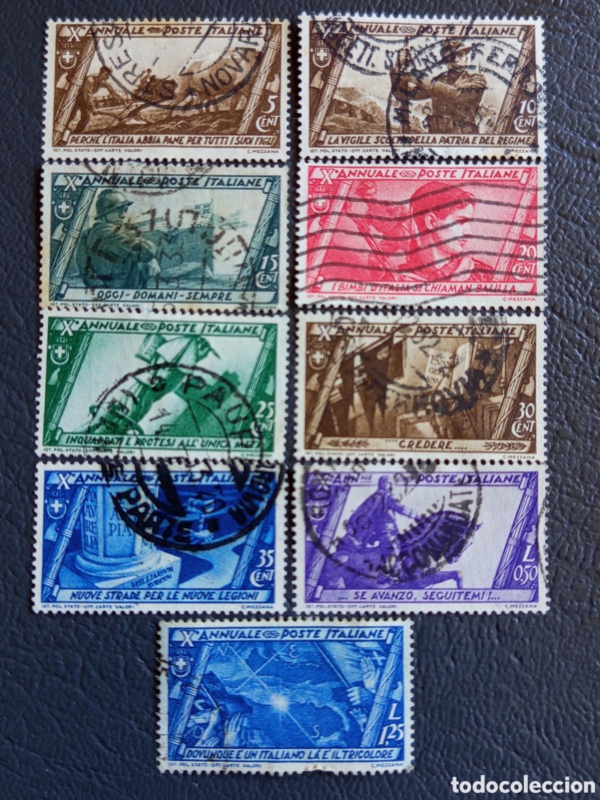 Sellos: ITALIA REGNO 1932 - X Annuale Marcia su Roma - Serie 9 valores - Sassone 325/333