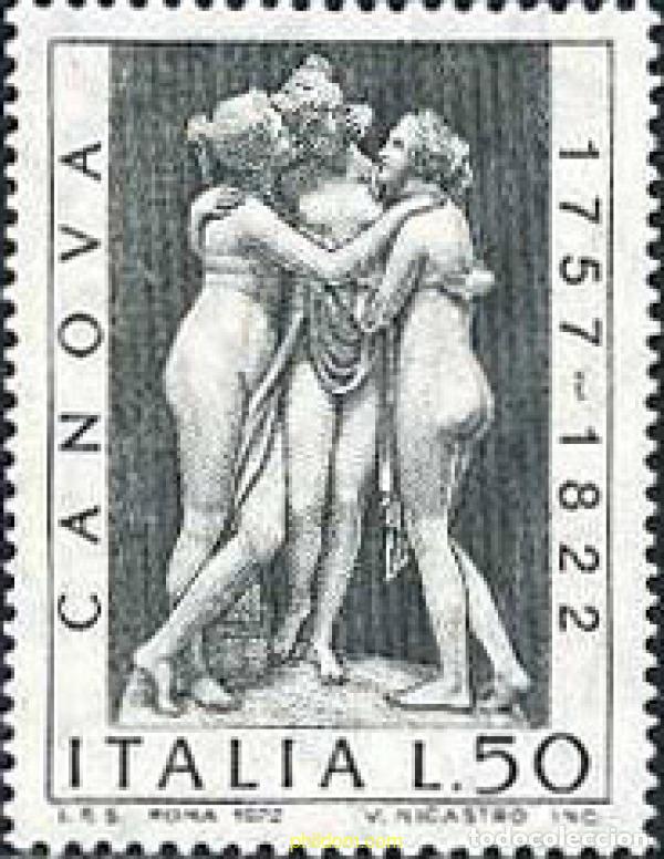Sellos: 130921 MNH ITALIA 1972 60 ANIVERSARIO DE LA MUERTE DEL ESCULTOR ANTONIO CANOVA