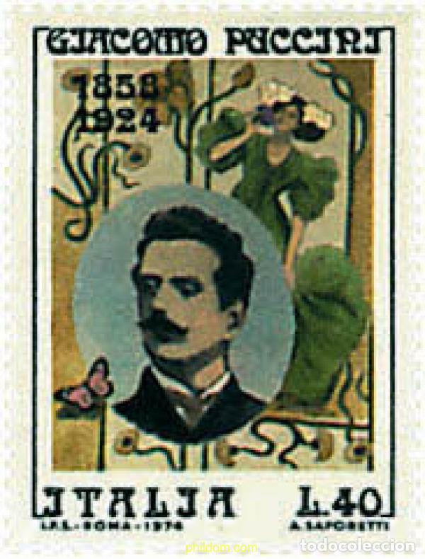 Sellos: 94871 MNH ITALIA 1974 50 ANIVERSARIO DE LA MUERTE DE PUCCINI