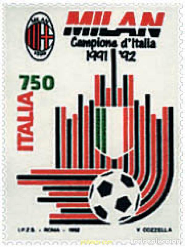 Sellos: 78110 MNH ITALIA 1992 MILAN CAMPEON DE ITALIA DE FUTBOL