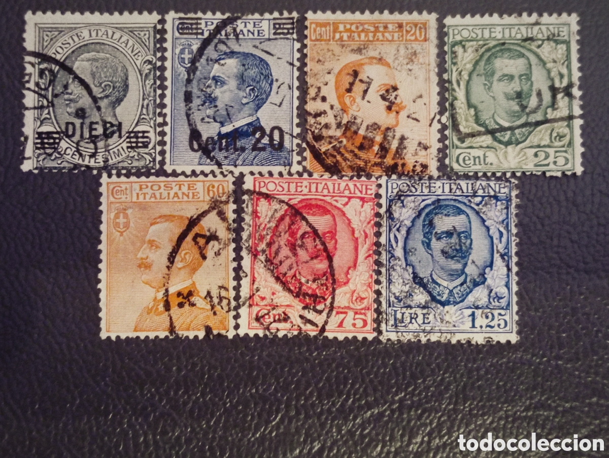 Sellos: Italia 1906/26 &middot; V&iacute;ctor Manuel III &middot; 7v &middot; incl. sobrecarga &rdquo;DIECI&rdquo; y &rdquo;Cent.20&rdquo; &middot; Scott 82-88 &middot; Usado