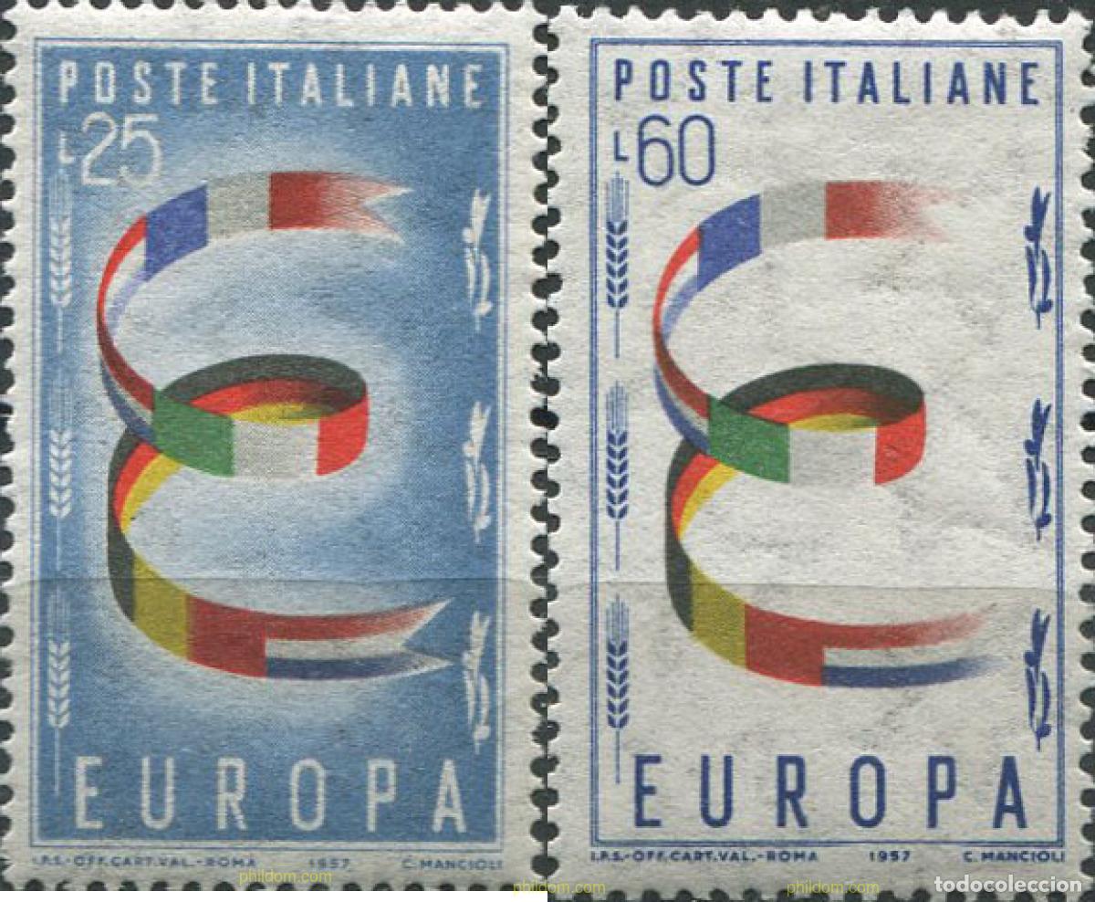 Sellos: 62014 MNH ITALIA 1957 EUROPA CEPT. FACTOR DE PAZ Y FUENTE DE BIENESTAR
