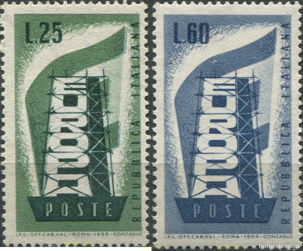 Sellos: 669652 HINGED ITALIA 1956 EUROPA CEPT. RECONSTRUYENDO EUROPA